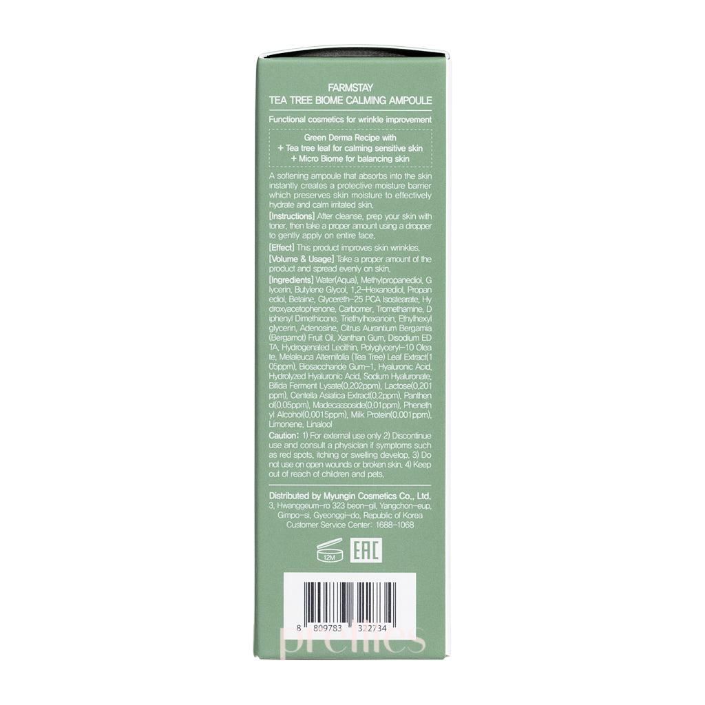 Farmstay Tea Tree Biome Calming Ampoule 50ml - Soothing Facial Serum for Acne-Prone Skin | Hydrating & Calming Treatment for Sensitive Skin | Perfect for Daily Skincare Routine & Post-Breakout Recovery