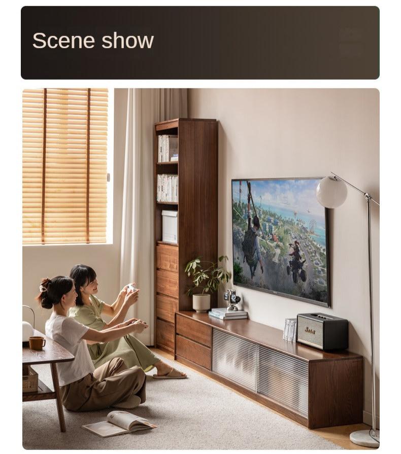 Solid Oak Wood TV Wall Cabinet - Rustic Entertainment Center for Living Room, Bedroom & Home Theater Storage
