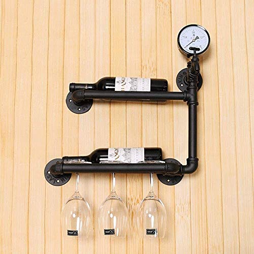 Vintage Industrial Pipe Wine Rack Wall Mount - Creative Wine Bottle Holder for Home Bar, Kitchen & Dining Room Decor - Suspended Wine Storage Organizer & Display Shelf for Red, White & Sparkling Wines