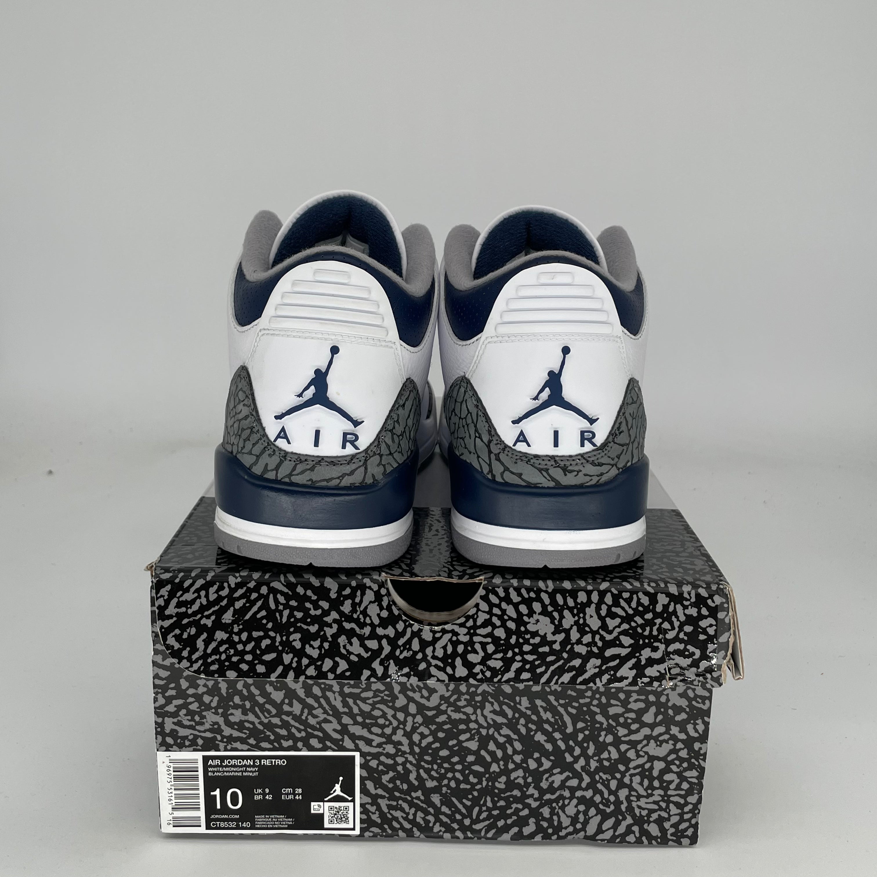 AIR JORDAN 3 Retro Midnight Navy Men's Basketball Shoes Size 10 - CT8532-140 | Authentic Sneakers for Running, Gym & Streetwear Fashion