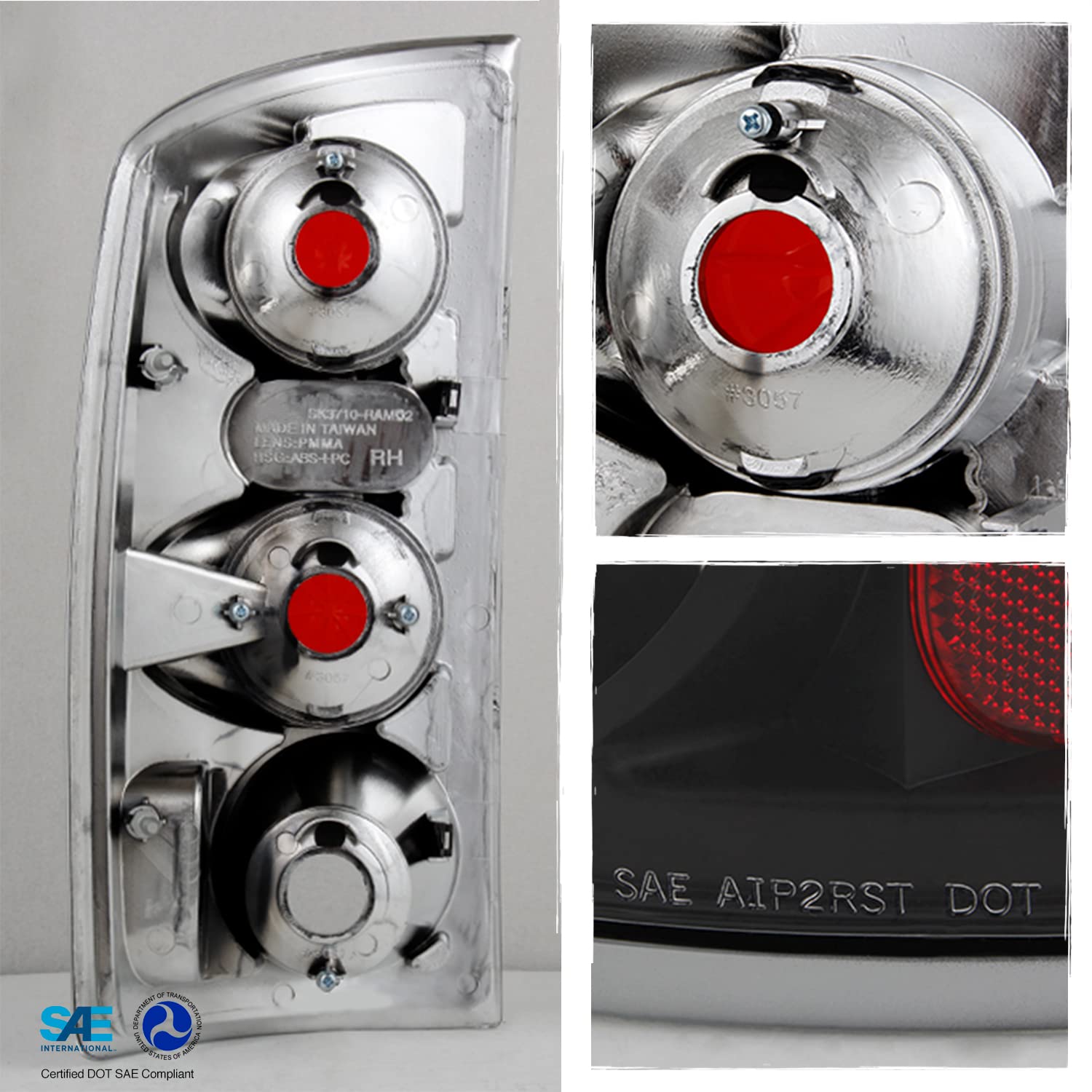 AKKON Black Crystal Headlights & LED Tail Lights for 2006 Dodge Ram 1500/2500/3500 - 4PCs Set - Upgrade Your Truck Lighting for Night Driving & Off-Road Adventures