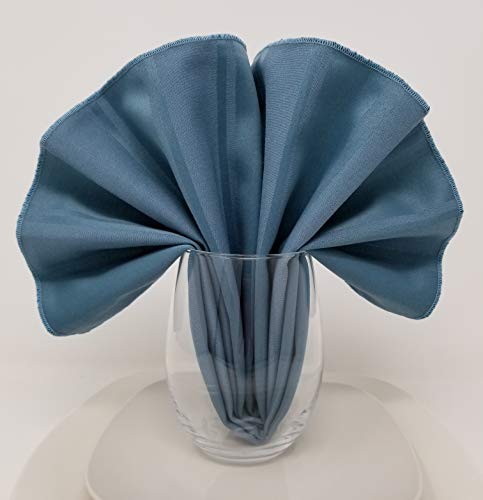 Premium 4-Pack Satin Stripe Dinner Napkins - Elegant Ocean Blue Design for Formal Dining, Parties & Special Occasions