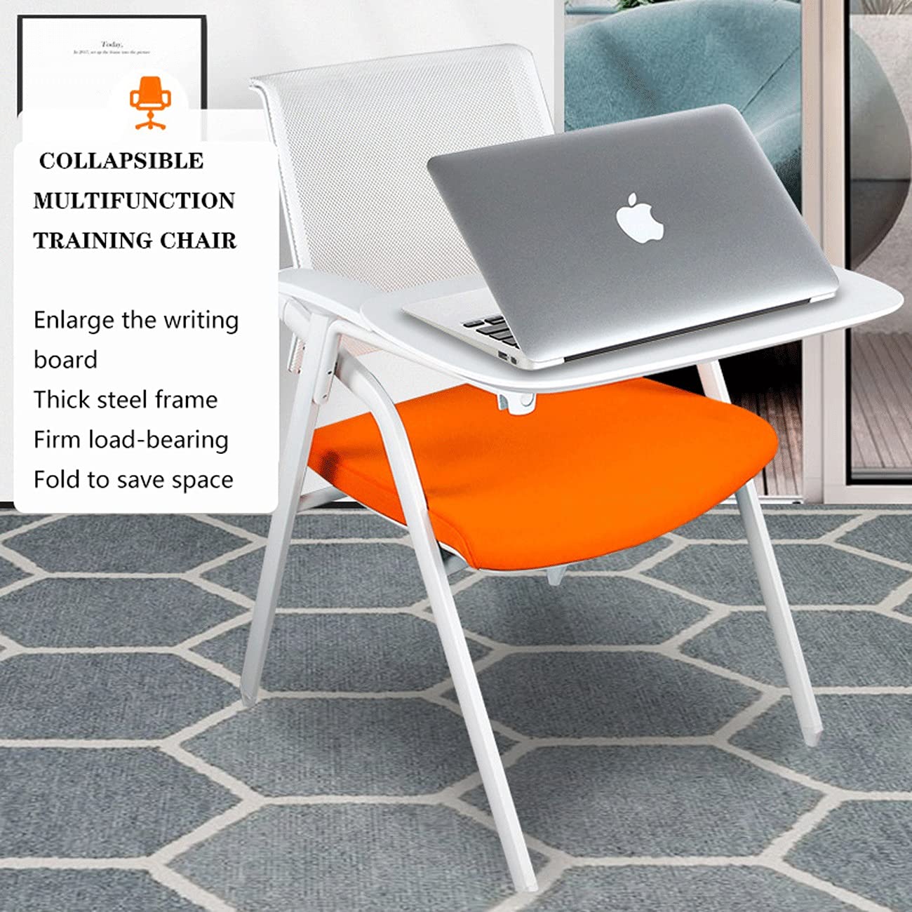 Ergonomic Office Chair with Metal Frame - Adjustable Executive Lounge & Conference Room Chair, Folding Design with Writing Board - Perfect for Home Office, Training Sessions & Meetings (Style Eight, As Shown Size)