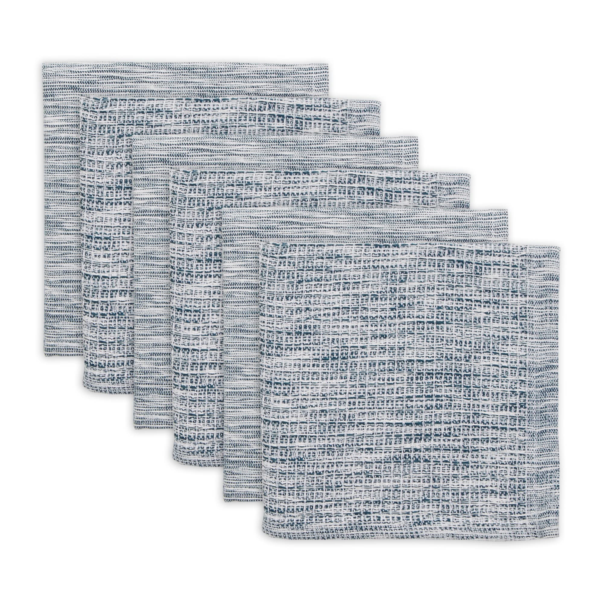 Eco-Friendly Recycled Cotton Waffle Weave Dish Towels Set - 6 Pack, 12x12 Inches, Teal Green | Super Absorbent & Durable Kitchen Cloths for Washing Dishes, Cleaning Countertops & Drying Hands | Sustainable Home Essentials