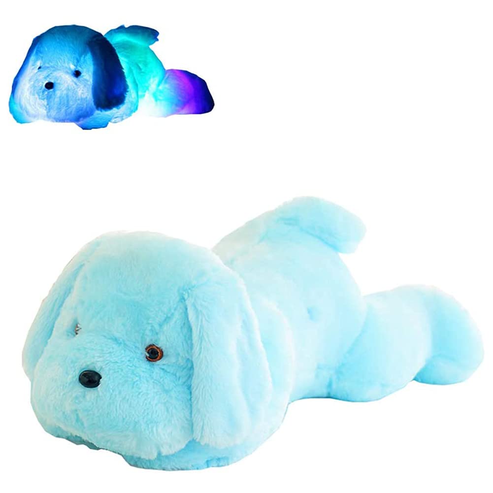 LED Light Up Puppy Stuffed Animal - Soft Plush Toy Night Light for Kids & Adults, Cute Puppy Dog Pillow (11.8