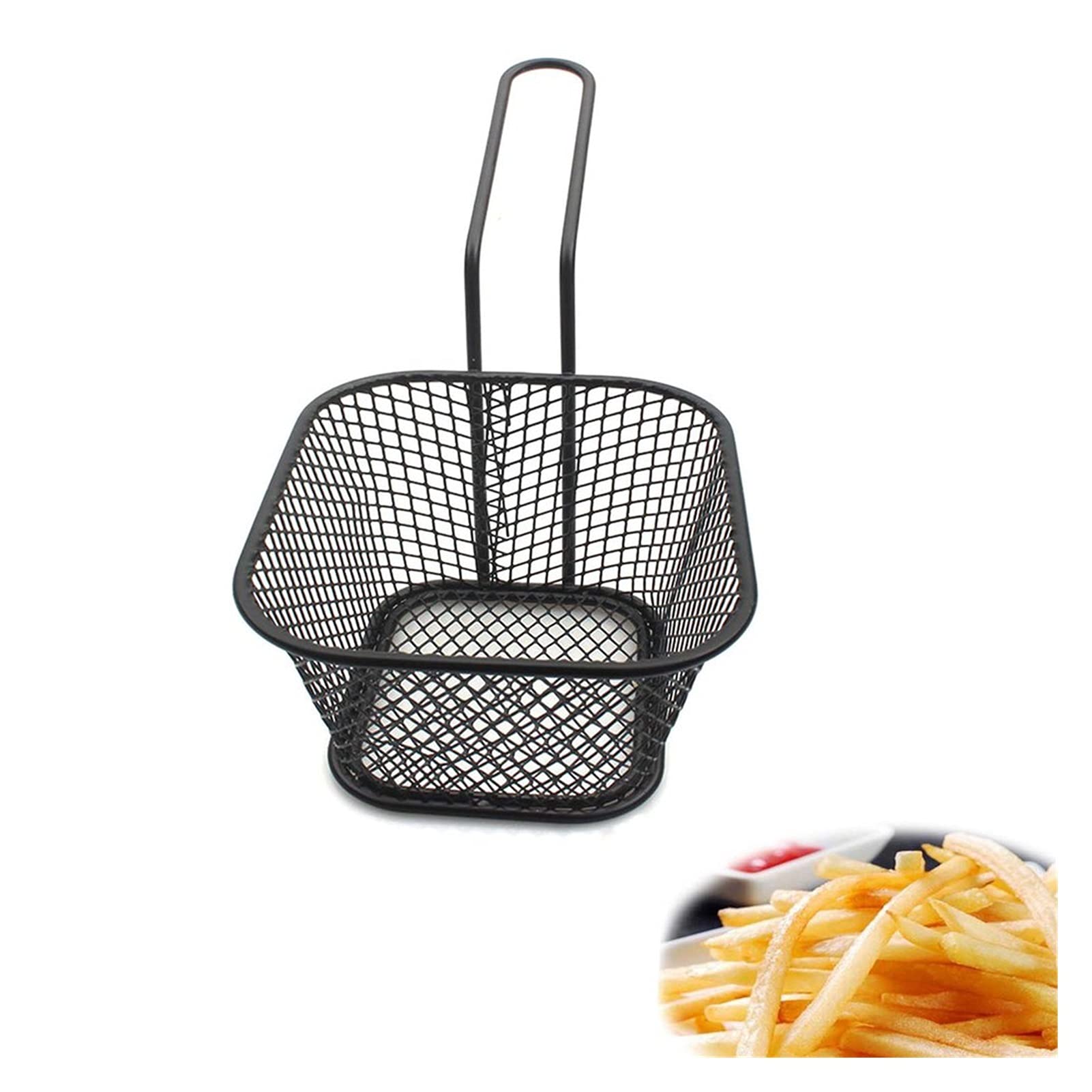 Stainless Steel French Fry Basket - Mini Deep Fryer Basket for Chips, Chicken Wings & Snacks - Non-Slip Handle Grease Strainer for Kitchen & Restaurant Use - Perfect for Frying, Cooking & Food Prep