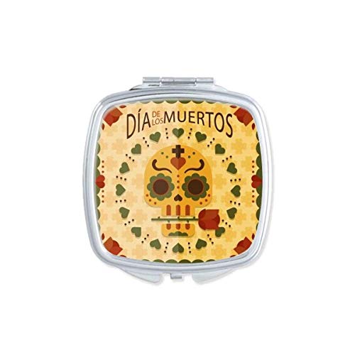 DIYthinker Rose Day of The Dead Mexico Mirror - Portable Compact Pocket Makeup Mirror with Double Sided Glass for Travel, Purse & Home Vanity