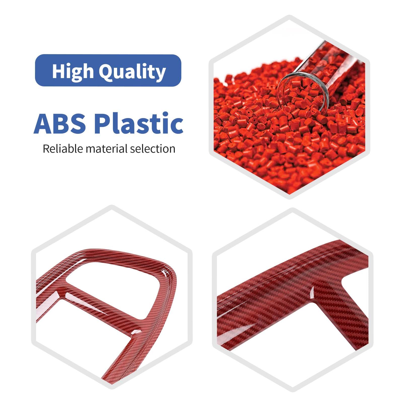 Red Carbon Fiber Dashboard Panel Trim Cover Bezel for Dodge Challenger 2015-2023 | Interior Accessories 4pcs | RT-TCZ | Upgrade Your Car Interior Style