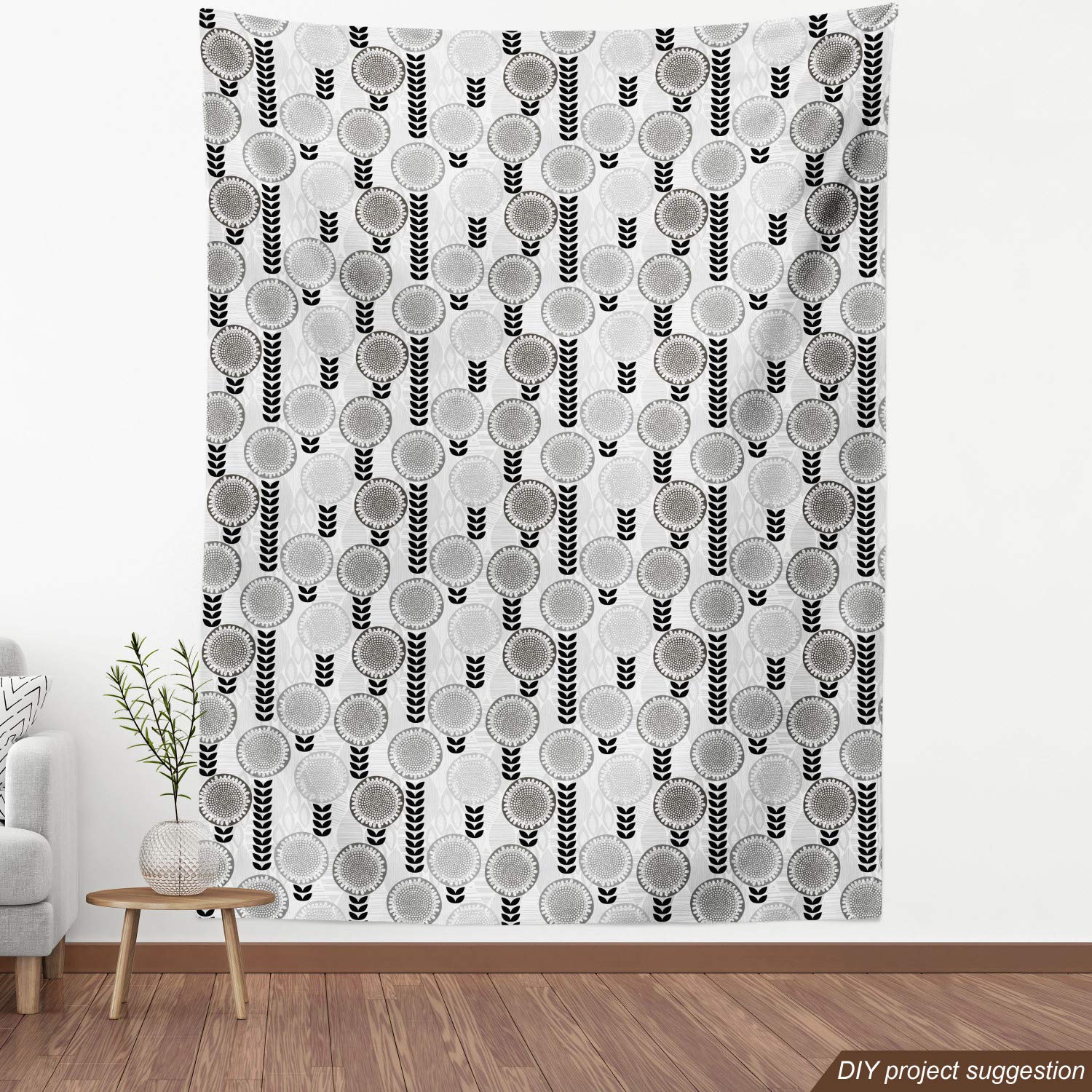 Ambesonne Floral Fabric by The Yard - Grey Abstract Flower & Foliage Print - Decorative Upholstery Fabric for Sofa, Curtains, Pillows & Home Decor - Perfect for Spring Home Accents & DIY Craft Projects