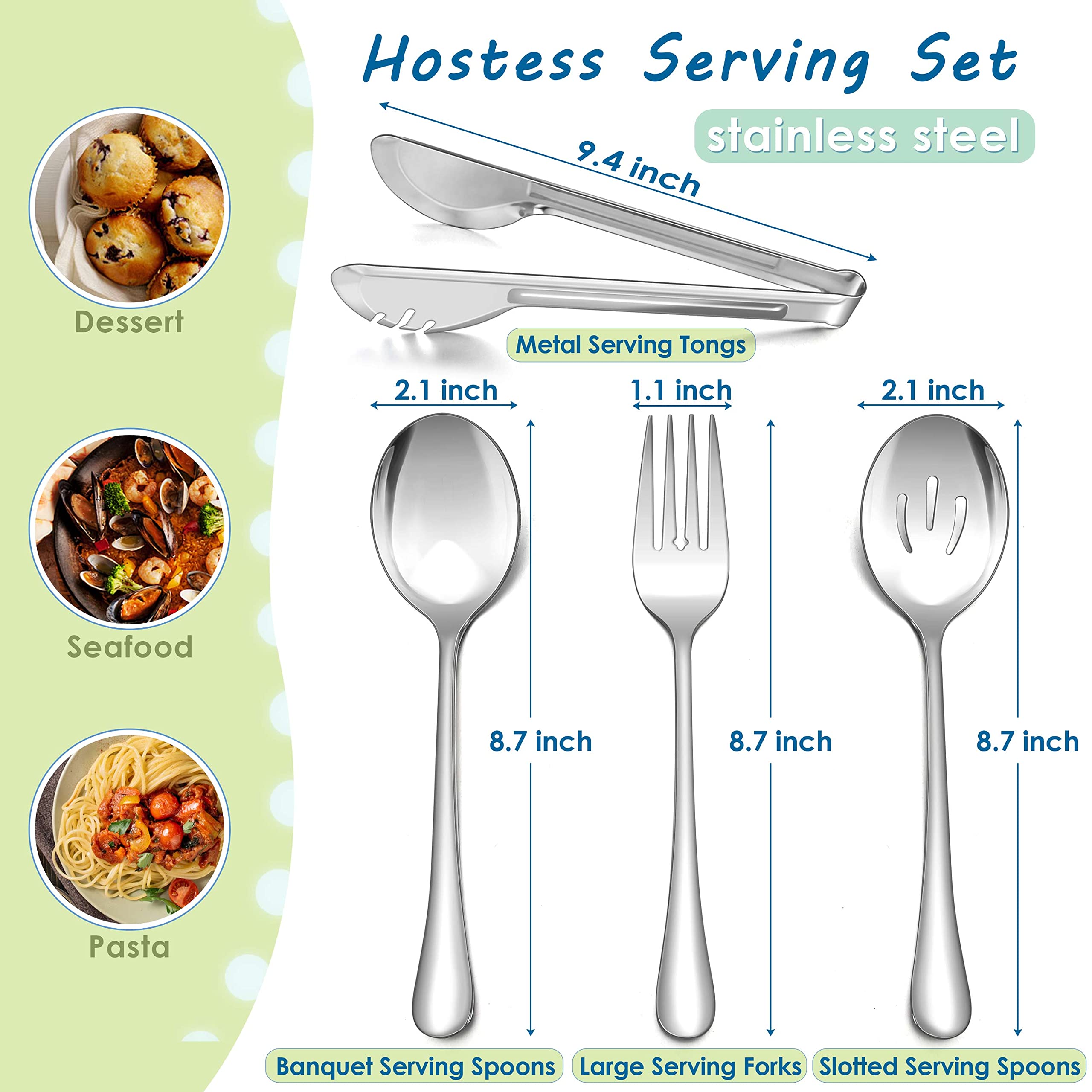Herogo 12-Piece Stainless Steel Serving Utensil Set - 8.7