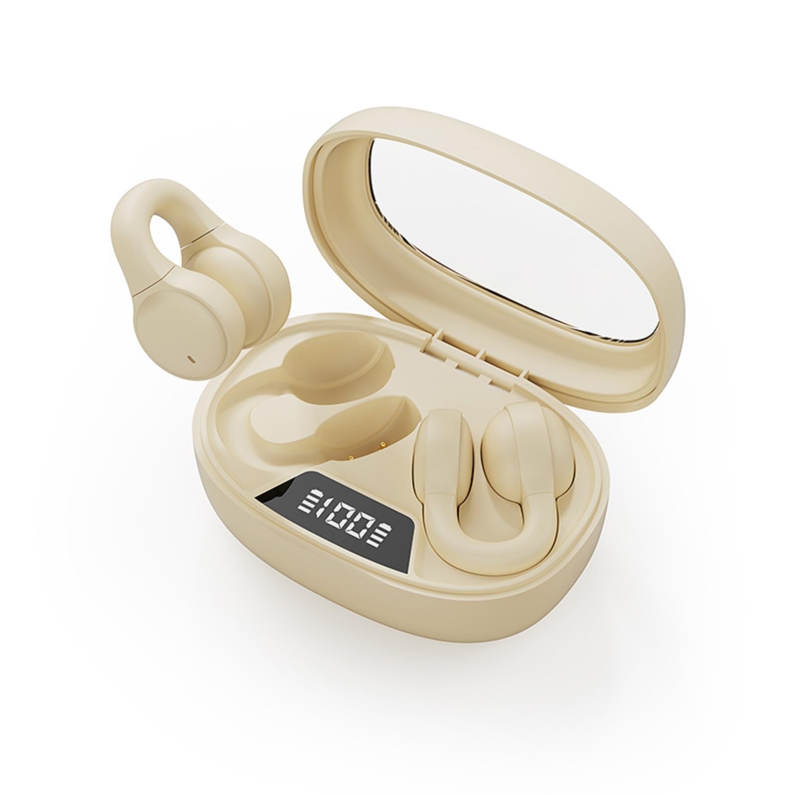 Clip On Open Ear Wireless Bluetooth Earbuds - Small Earclip Outer Ear Headphones for Kids & Adults - Air Bone Conduction Technology, Non-In Ear Design - Perfect for Running, Cycling, Workouts & Outdoor Activities