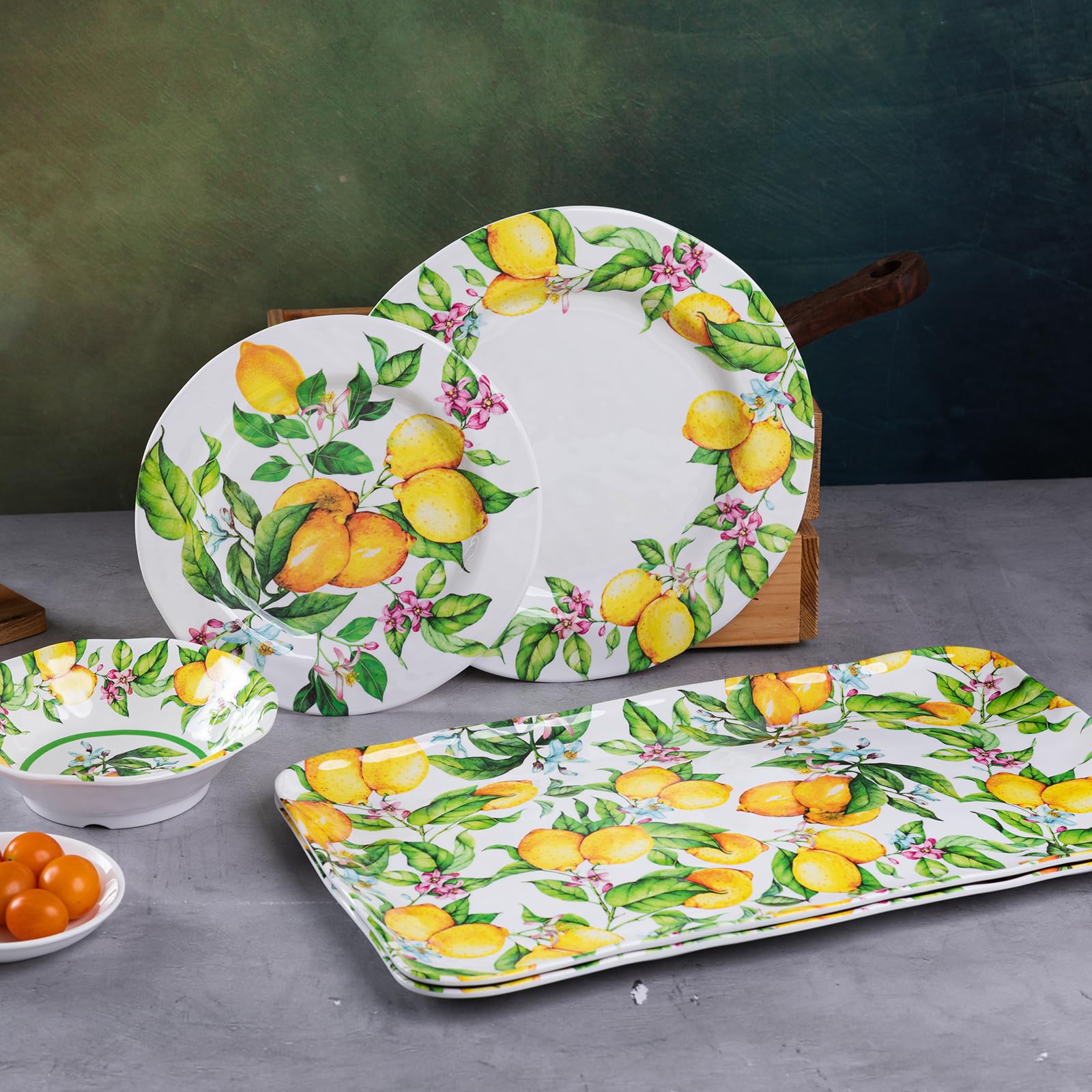 LEHAHA 12-Piece Melamine Dinnerware Set - Durable Unbreakable Plates & Bowls for Indoor/Outdoor Use, Dishwasher Safe Kitchenware - Perfect for Family Dining, Picnics, Camping & Everyday Meals (Service for 4)