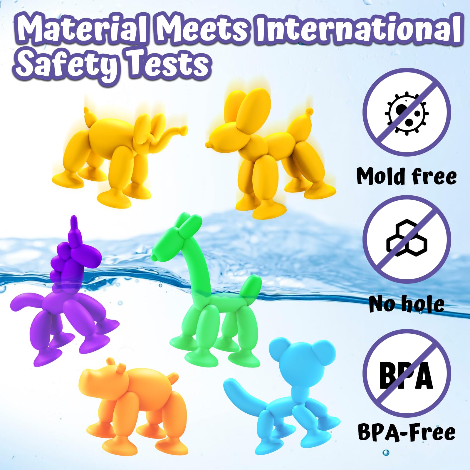 Best Suction Cup Bath Toys for Kids Ages 3-8 - 6PCS Sensory Window Toys for Toddlers | Fun Travel & Bathtime Play | Perfect Birthday & Christmas Gifts for Boys & Girls (Blue)