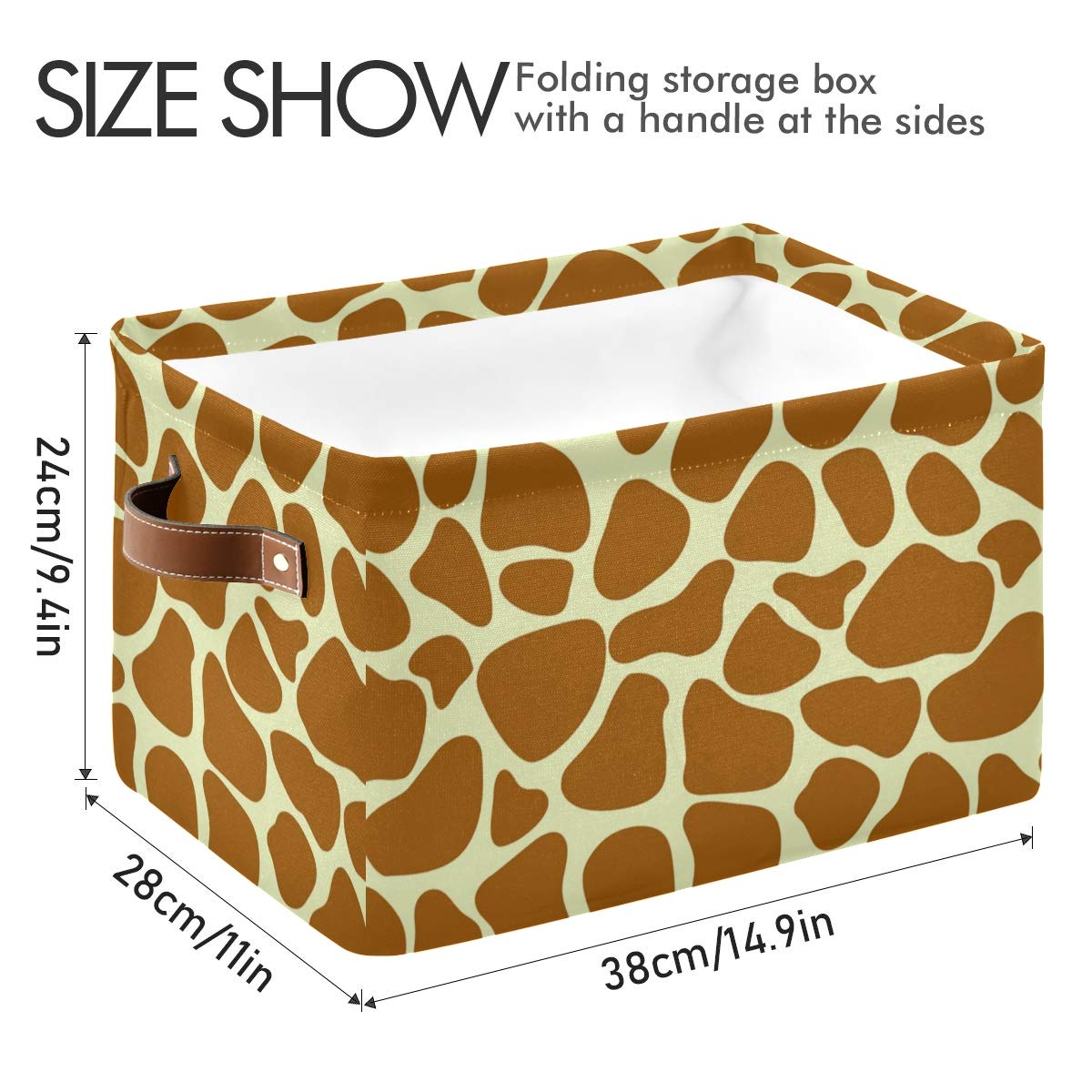 Large Collapsible Cloth Storage Bin with Handles - Giraffe Print Organizer Basket for Toys, Clothes & Home Organization | Perfect for Nursery, Bedroom, Closet & Office Storage