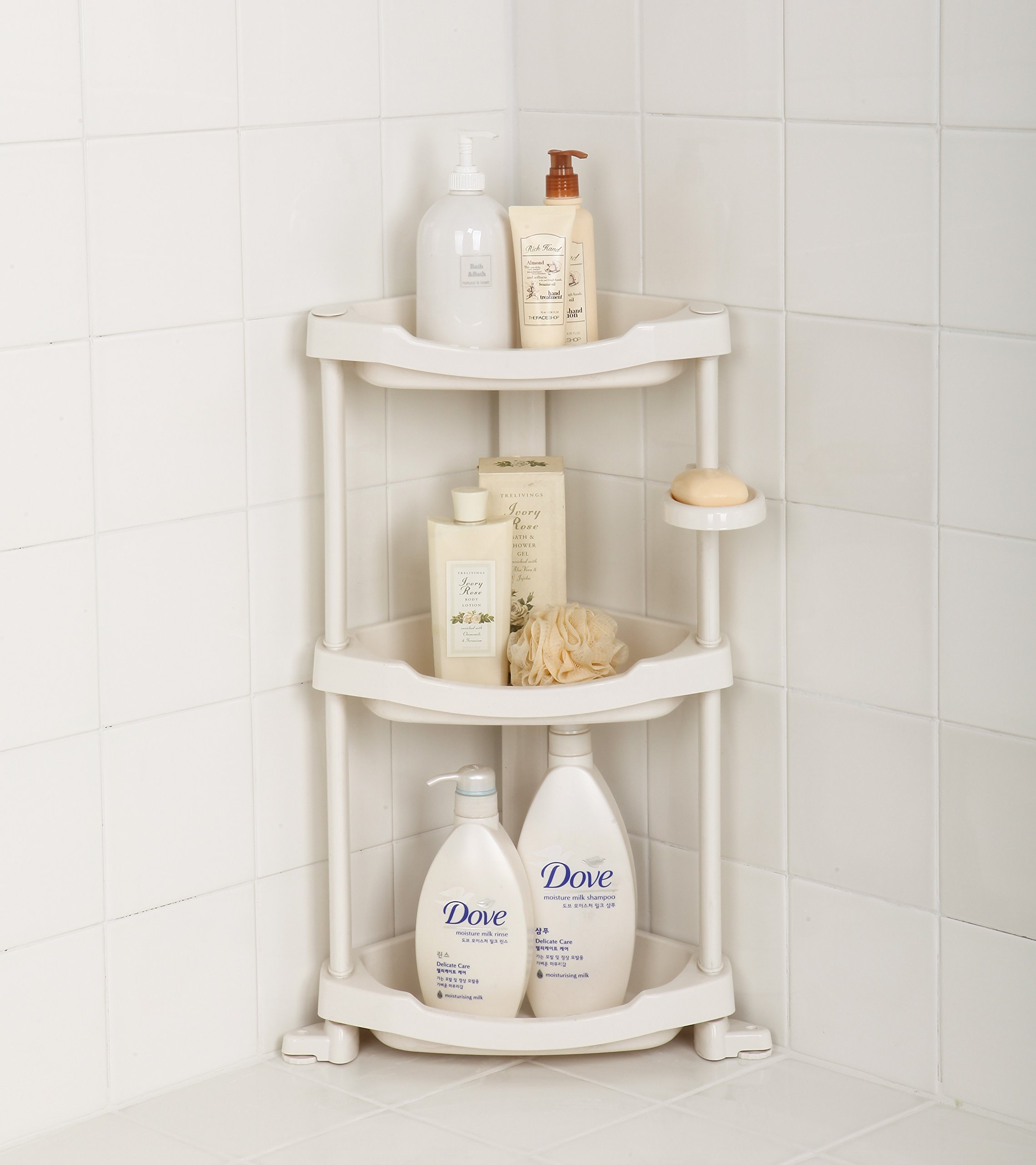 3-Tier Adjustable Corner Shower Caddy - Rustproof Bathroom Organizer with Suction Cups for Shampoo, Soap & Toiletries - Perfect for Small Showers, Apartments & Dorm Rooms