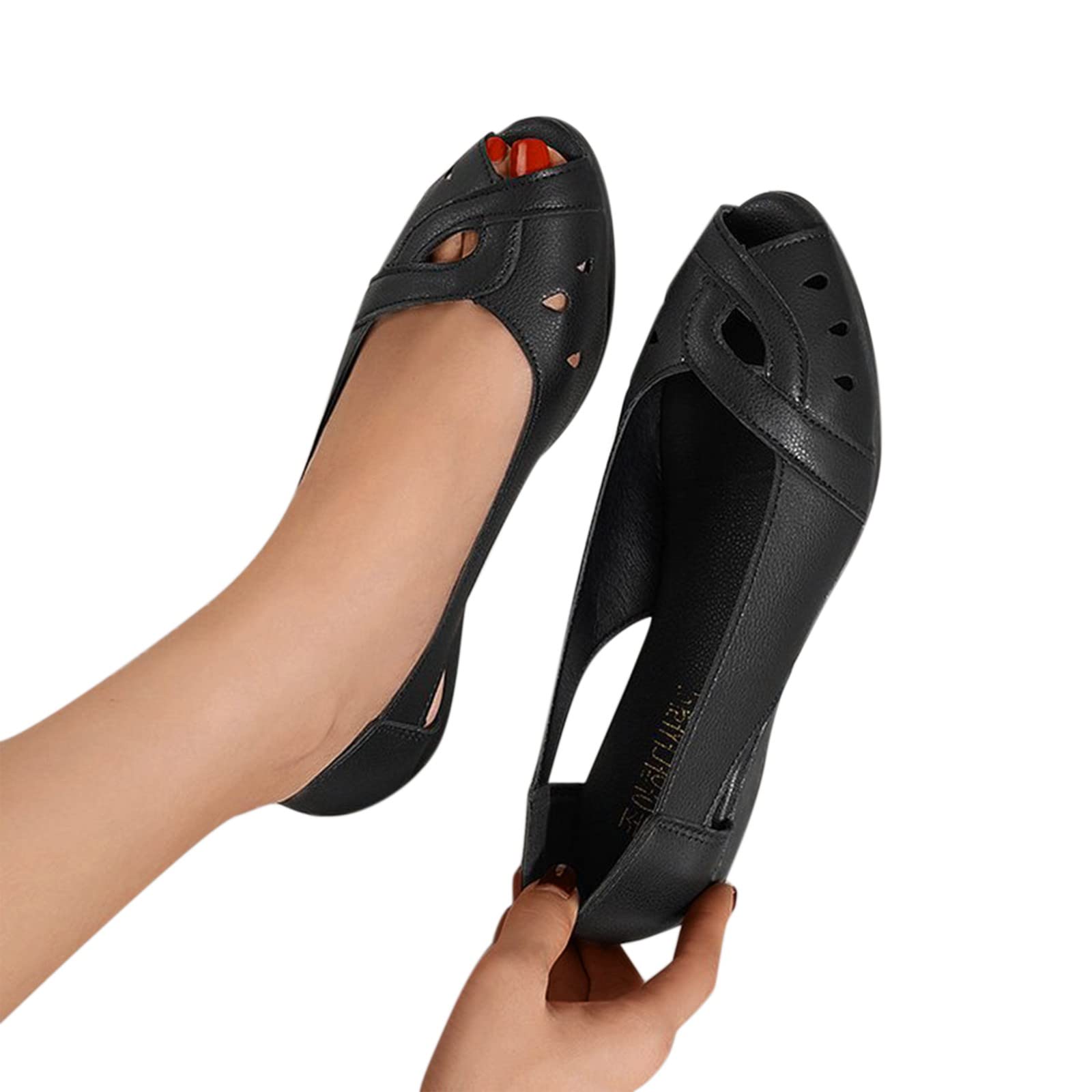 Women's Casual Spring Summer Fish Mouth Wedge Shoes - Soft Comfortable Fashion Flat Sandals for Women Size 11 | Perfect for Beach, Vacation & Everyday Wear