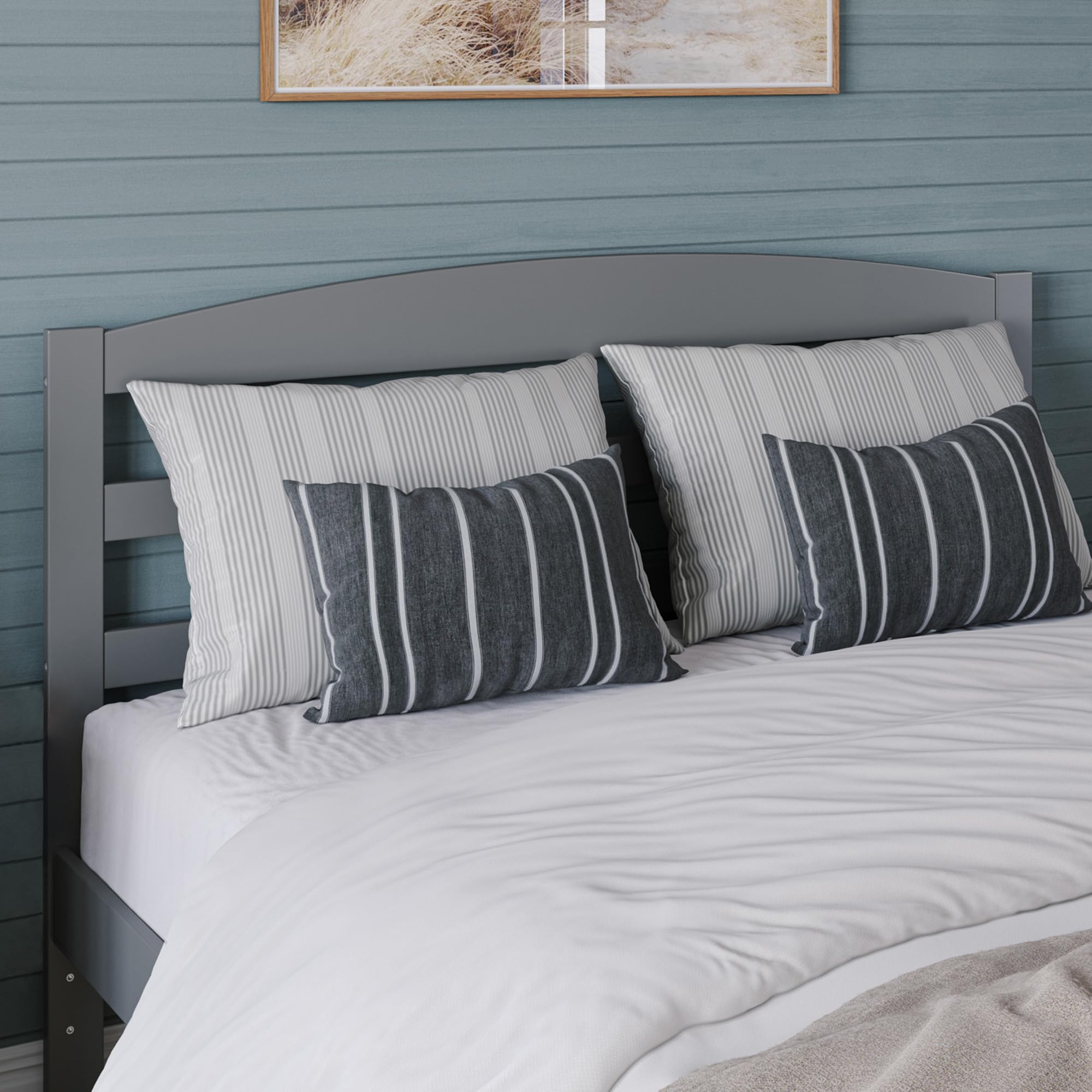AFI Warren Full Size Wood Headboard with USB Charging Ports - Grey Finish for Modern Bedroom Decor & Convenient Device Charging