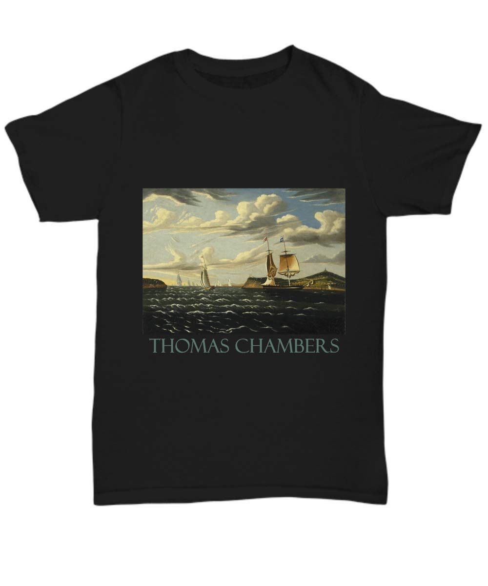Staten Island and The Narrows by Thomas Chambers - Vintage Art Unisex T-Shirt for Men & Women | Casual Wear, Gift Idea, American Landscape Art Apparel