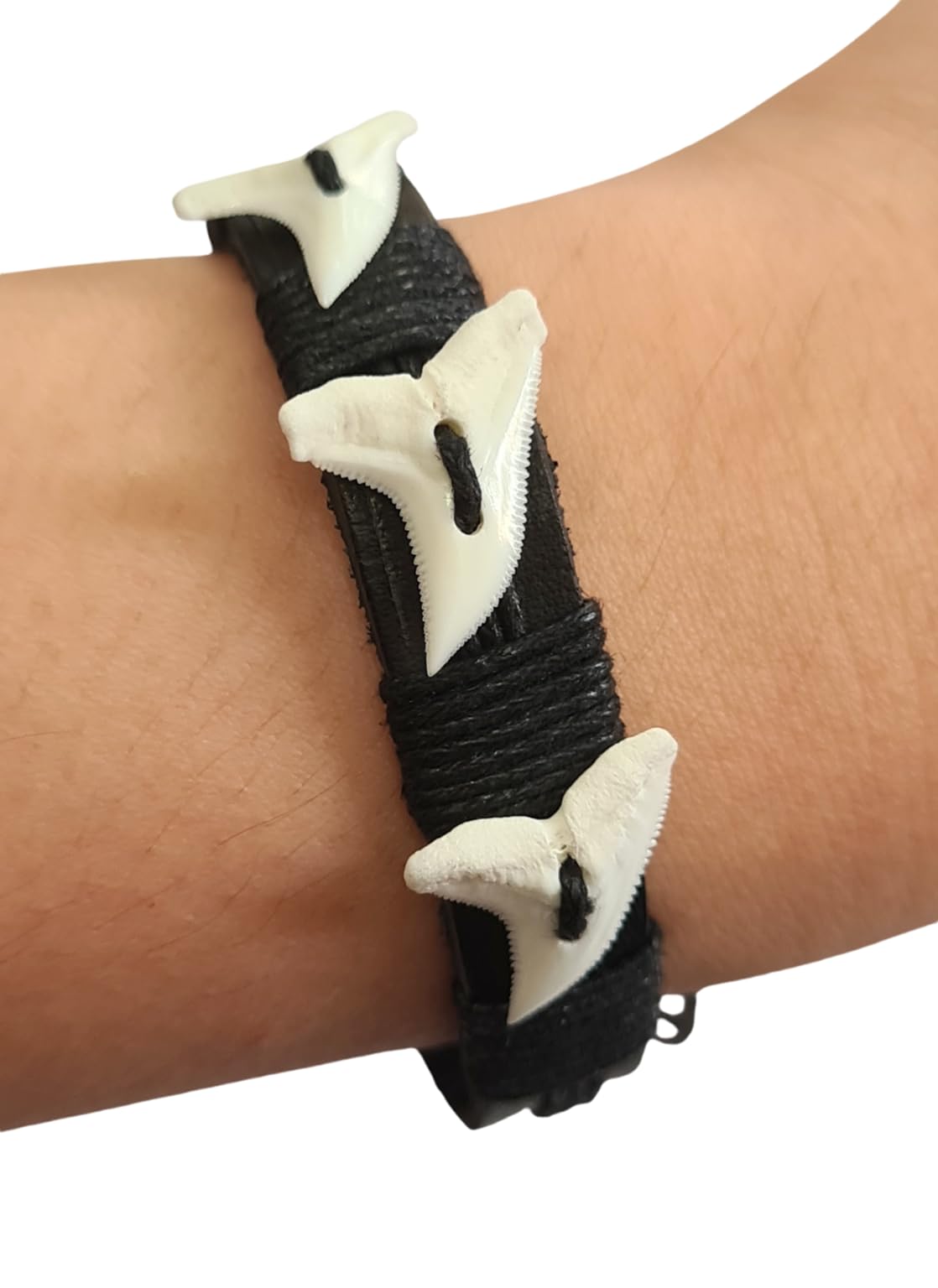 Handmade Genuine Mako Shark Tooth Leather Bracelet for Men & Women - Surfer Beach Jewelry AA211 | Perfect for Surfing, Beach Vacations & Outdoor Adventures