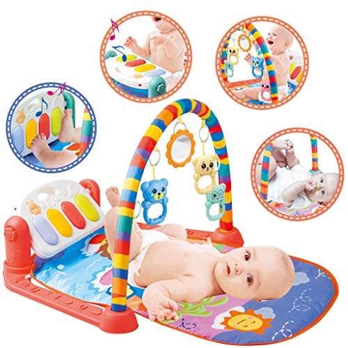 3M+ Baby Play Gym Activity Mat with Music, Lights, and Sounds - Red Kick & Play Piano Gym Center for Infant Development and Tummy Time Fun