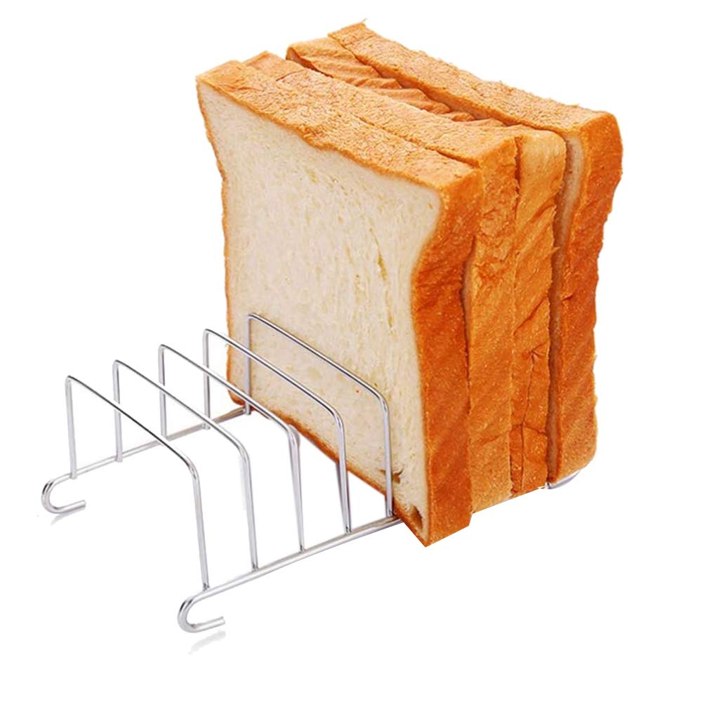 Viudecce 2-Piece Toast Bread Holder with 8 Slicing Holes - Stainless Steel Bread Cooling Rack & Organizer for Kitchen Countertop - Perfect for Toasting, Serving, and Storing Bread Slices