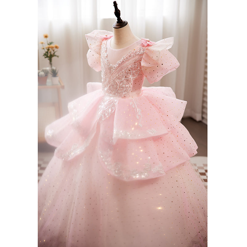 Pink Sequins Party Dress for Baby Girl & Toddler - Princess Pageant Gown for Birthday, Photo Shoot & Special Occasions