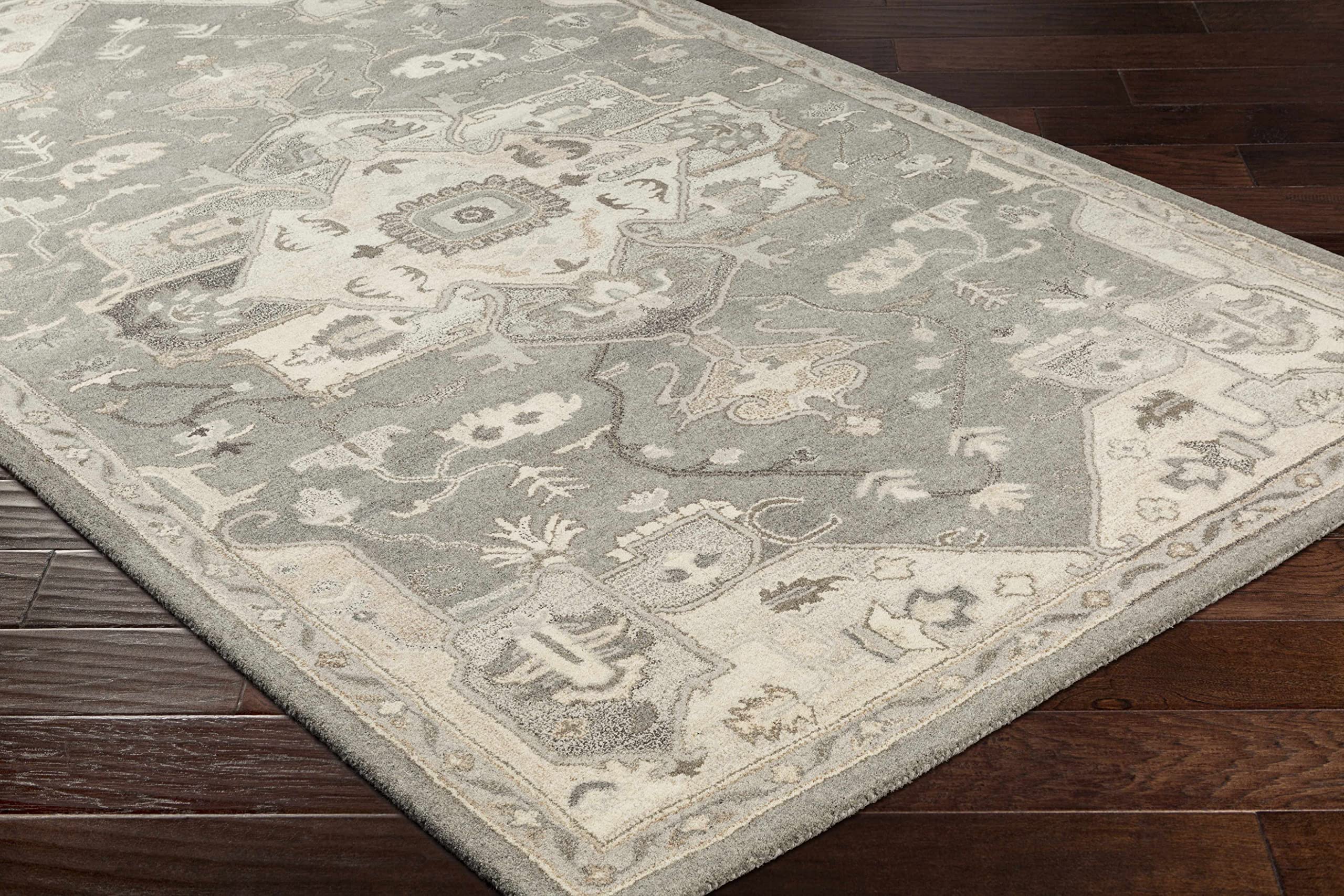 Hauteloom Hamshire Wool Area Rug 2' x 3' - Traditional Gray, Black & Brown Handmade Rug for Living Room, Bedroom & Office - Soft & Durable Home Decor for Cozy Spaces