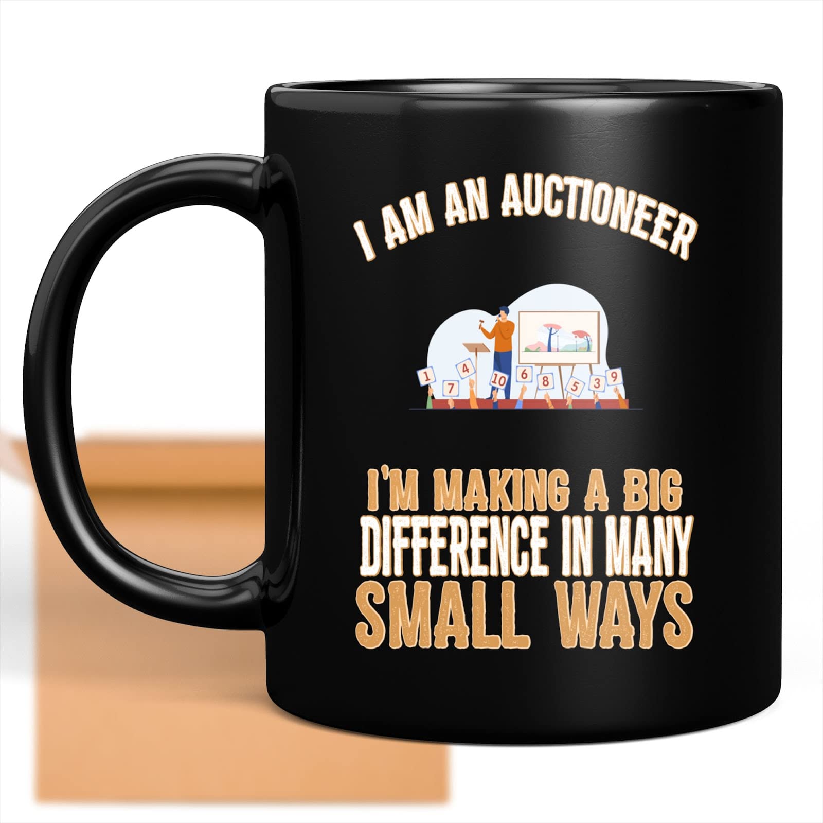 Funny Coffee Mug with Auctioneer Design - Unique Gift for Men, Women, Coworkers & Family - Perfect Birthday, Christmas Present - Great for Office Use, Home Decor & Gift Giving