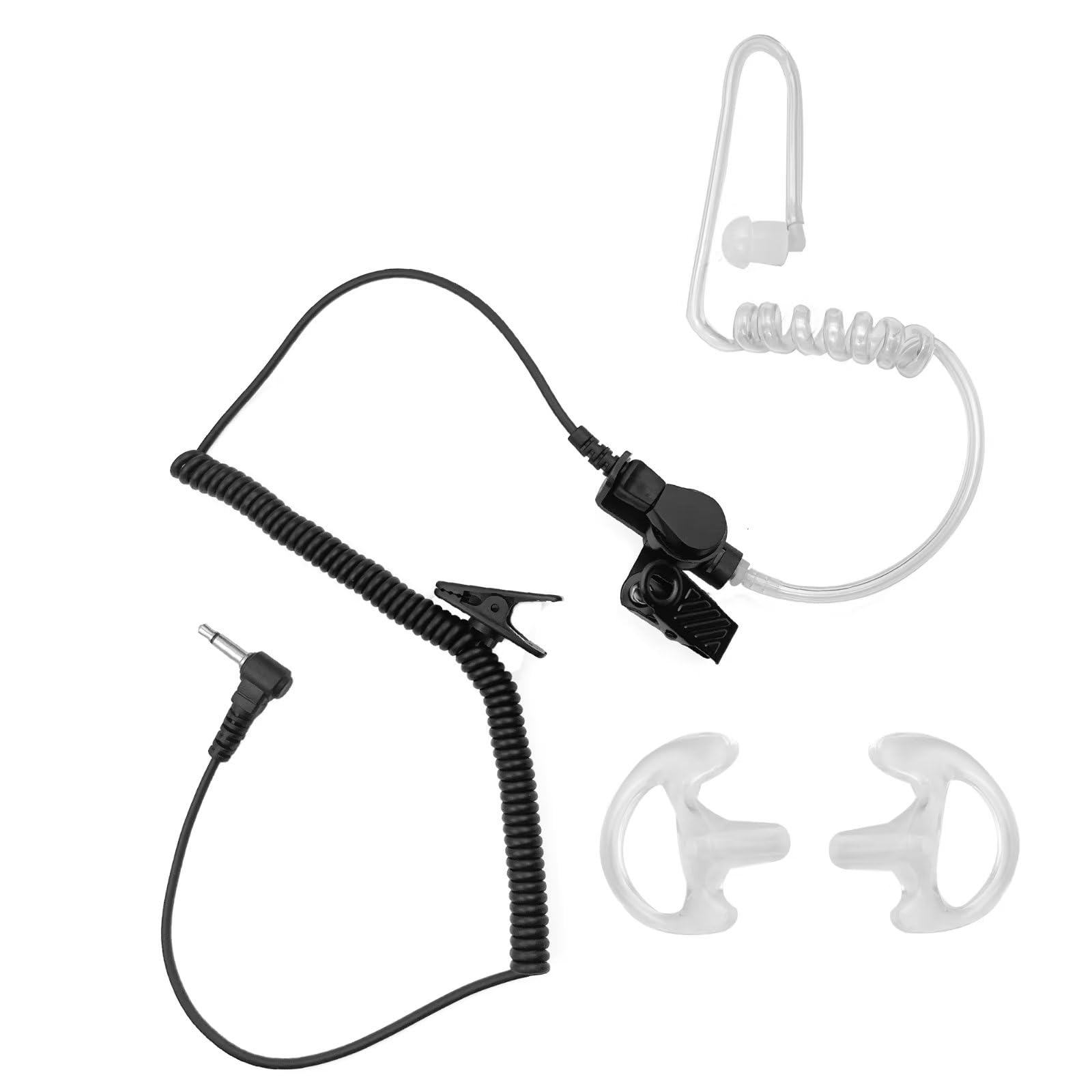 HWAYO 3.5mm 1 Pin Covert Surveillance Earpiece - Invisible Acoustic Air Tube Headset for Police Radios & Security (1 Pack) | Compatible with Motorola Speaker Mics + Includes Medium Replacement Earmolds | Perfect for Law Enforcement, Security Guards & Undercover Operations