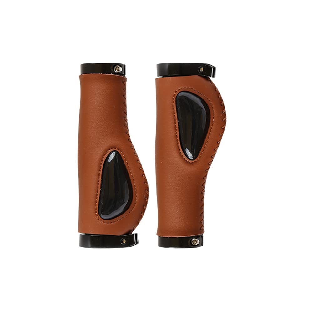 1 Pair Ergonomic Non-Slip Bike Grips - Microfiber Leather Handlebar Grips with Aluminum Lock for Mountain & Road Bicycles (Brown) | Comfortable Cycling Accessory for Commuting & Outdoor Adventures