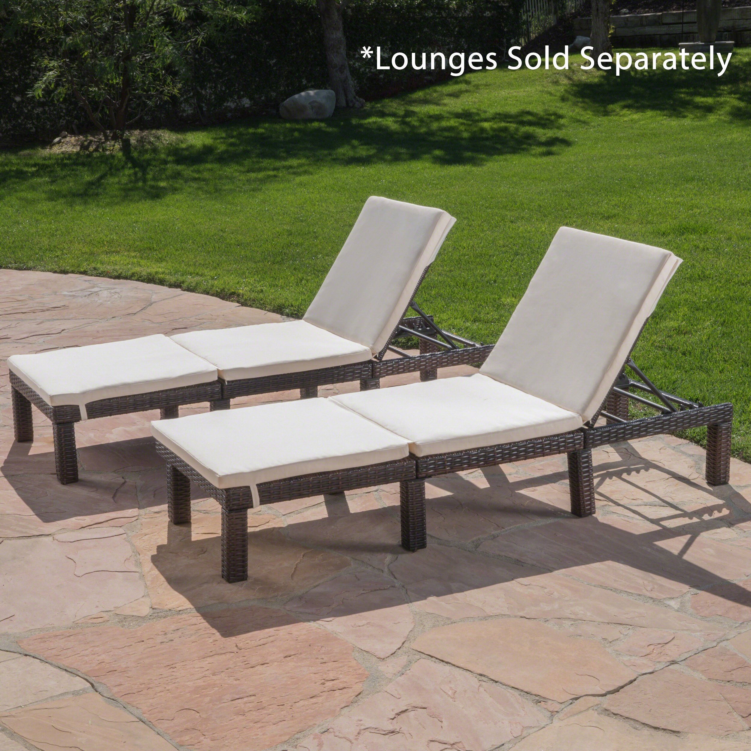 Christopher Knight Home Jamaica Outdoor Water Resistant Chaise Lounge Cushions - 2-Piece Set in Cream | Patio, Poolside & Beach Relaxation Cushions for Sunbathing & Lounging