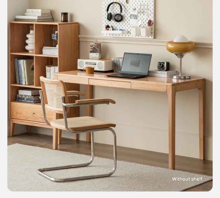 Premium Solid Oak Wood Office Desk - Modern Nordic Style Writing Table for Home & Workspace - Perfect for Remote Work, Study & Office Decor