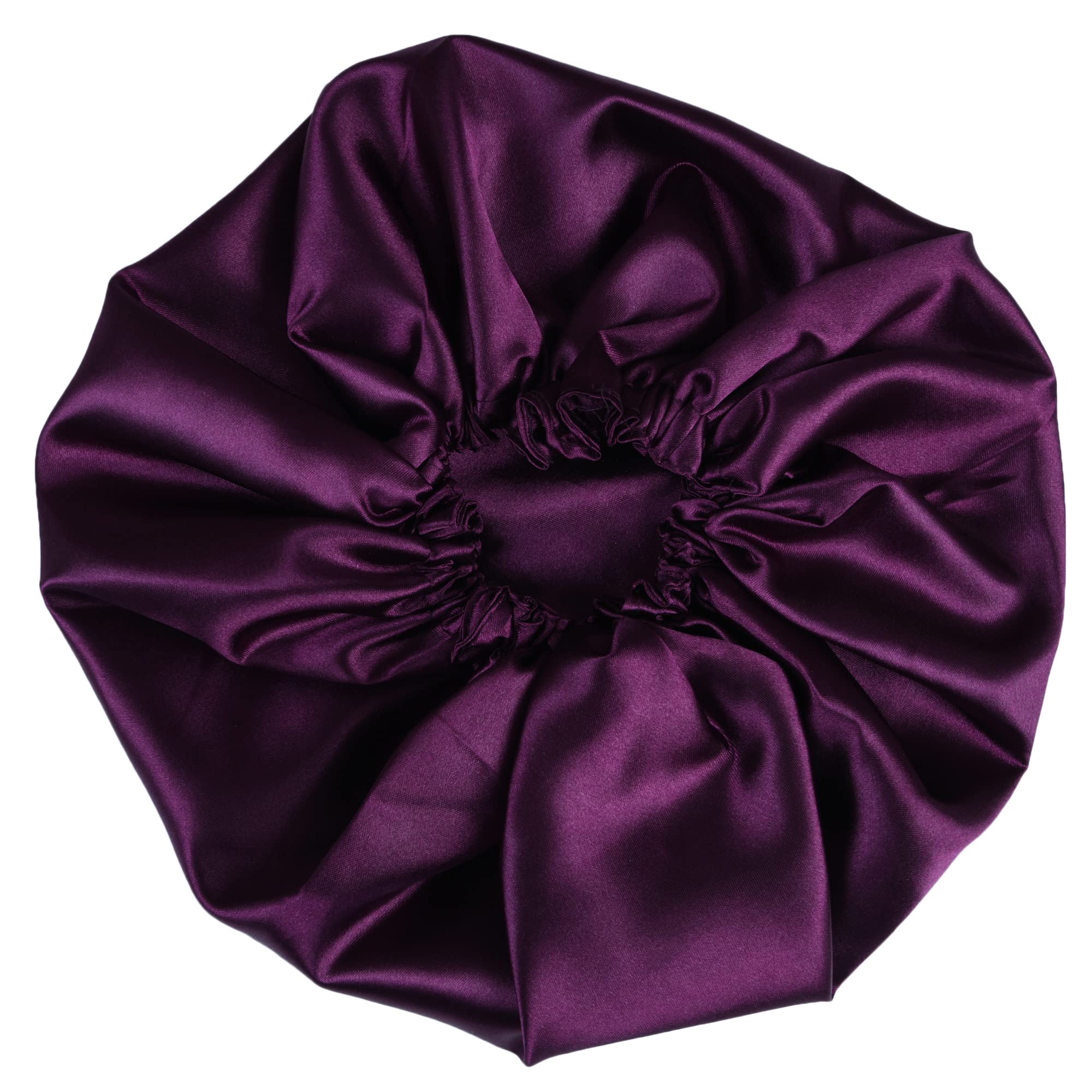NNR Satin Silk Premium Hair Bonnet for Women - Double Layered Elastic Sleeping Cap for Natural Hair Protection - Pack of 1 (Wine) - Perfect for Nighttime Hair Care & Travel Accessories