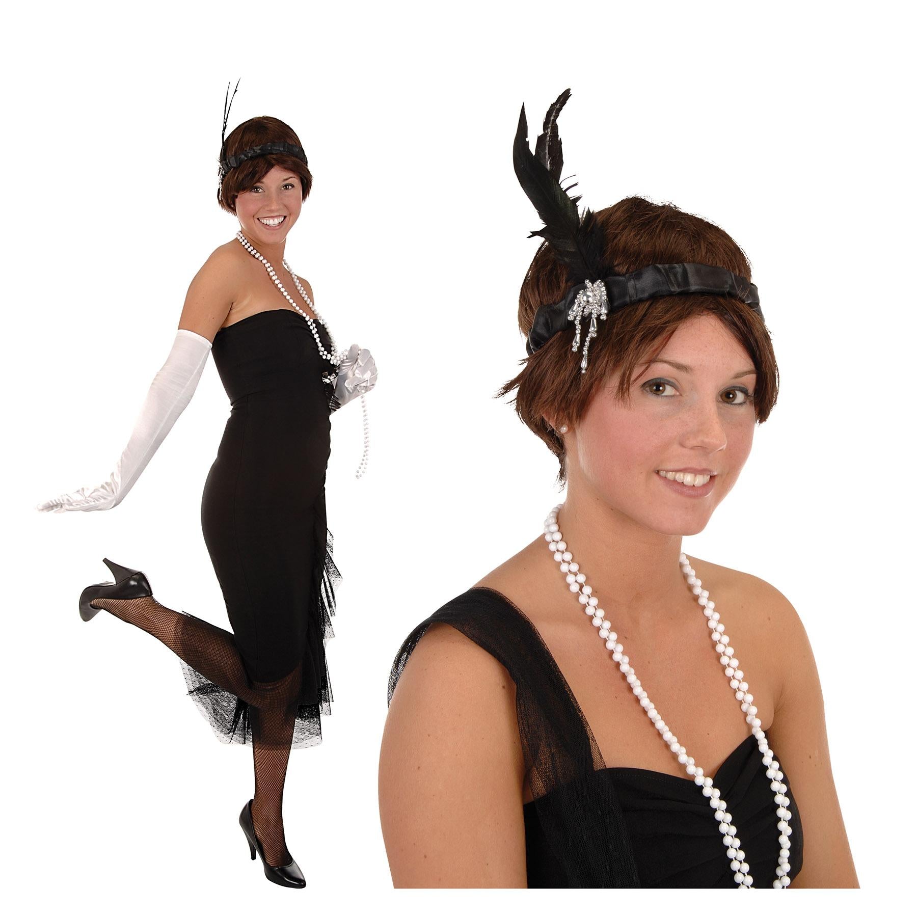 12 Pack Beistle Flapper Headbands - Black Roaring 20s Gatsby Party Headpieces for Women - Perfect for Halloween, Costume Parties & Themed Events