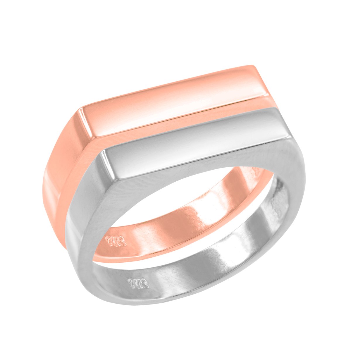 Custom Engravable 10k White Gold Stackable Flat Top Signet Ring for Men & Women - Perfect for Weddings, Anniversaries, and Personalized Gifts
