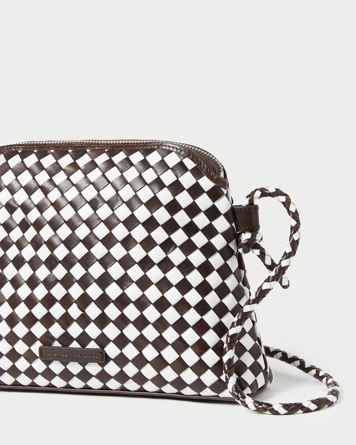 Mallory Chocolate & White Woven Crossbody Bag for Women - Stylish Leather Shoulder Purse with Adjustable Strap, Perfect for Daily Use, Shopping & Travel