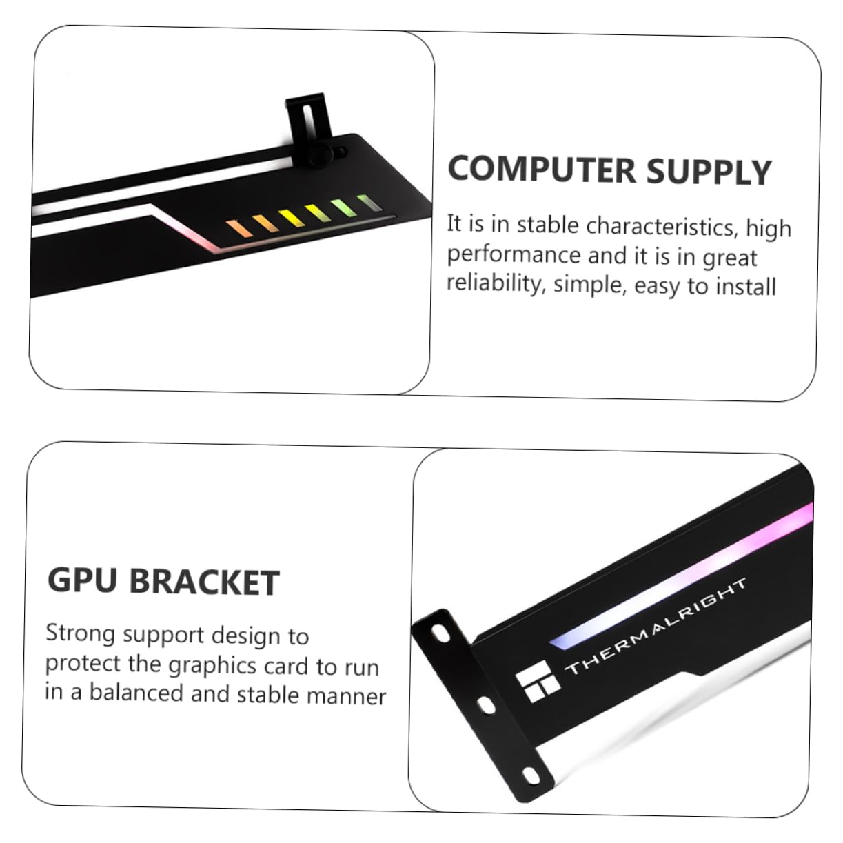 Uonlytech GPU Support Bracket - Heavy Duty Graphics Card Holder with RGB Lighting, Vertical Mount Riser for PC Case - Perfect for Gaming Rigs & Workstation Builds