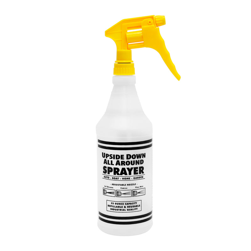 32 oz. Upside Down All Around Spray Bottle - Heavy Duty Trigger Sprayer for Cleaning, Gardening, and Car Washing - Leak Proof & Ergonomic Design