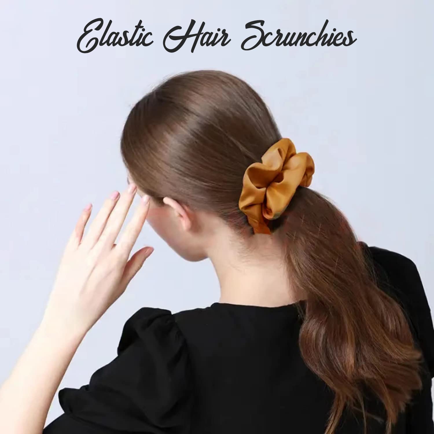 6 Pack Soft Hair Scrunchies for Women & Girls - Stretchable Elastic Hair Ties for Ponytails, Buns & Braids - Gentle No-Slip Hair Accessories for School, Workout, Yoga & Everyday Use