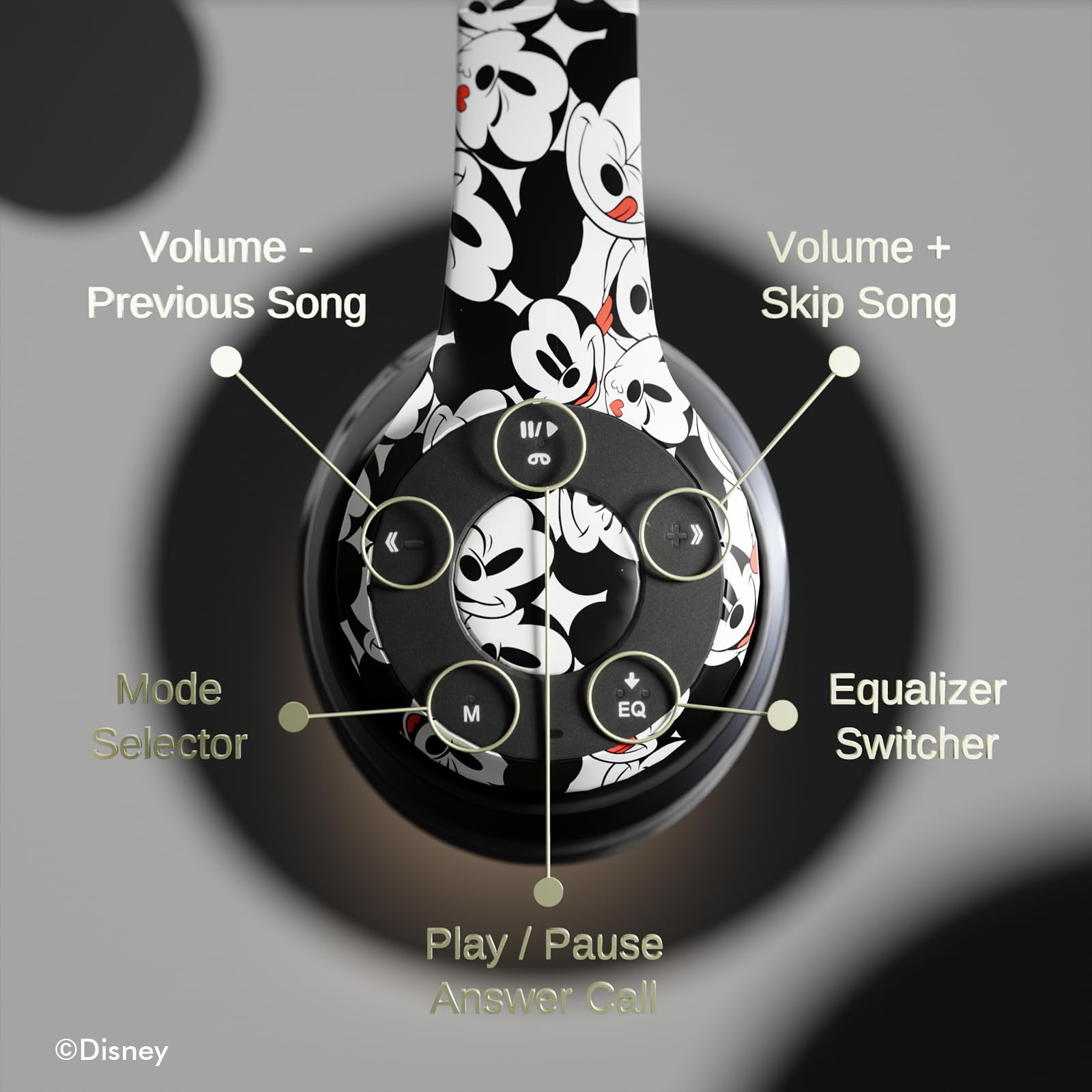 Disney Mickey Mouse Bluetooth Headphones Wireless - Over Ear Headset with Built-in Mic, 15 Hours Playtime, Comfortable Ear Cushions - Perfect Gift for Disney Fans, Women & Men | Ideal for Travel, Workouts, and Home Entertainment