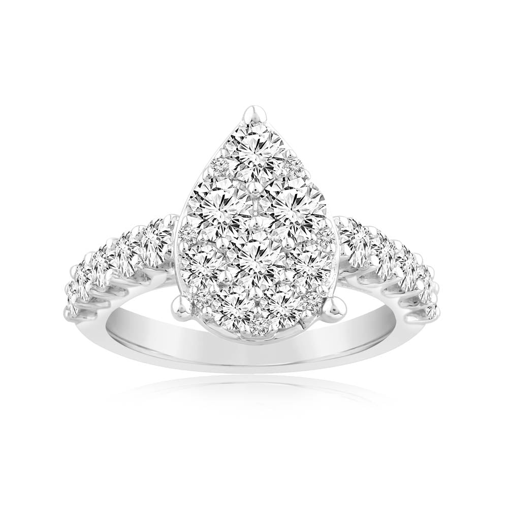 2 Carat Pear Shaped Diamond Engagement Ring in 14K White Gold - Perfect for Proposals, Anniversaries & Special Occasions