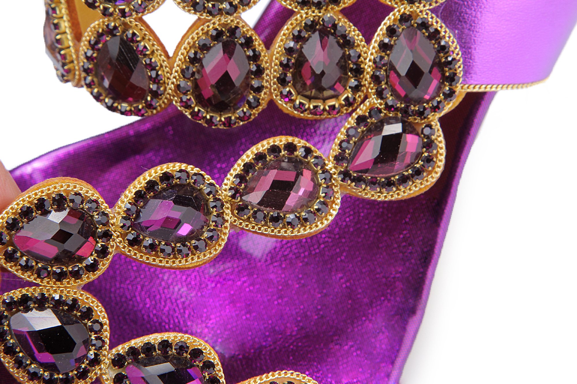 Honeystore Women's Rhinestone Embellished Water Pattern Wedge Sandals with Adjustable Straps - Perfect for Beach Vacations, Summer Parties & Casual Outings
