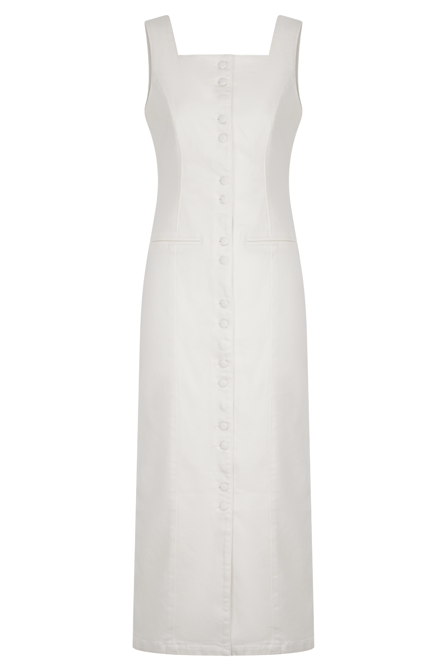 Reyna Denim Midi Dress for Women - White | Casual & Summer Style | Perfect for Brunch, Beach Outings & Date Nights