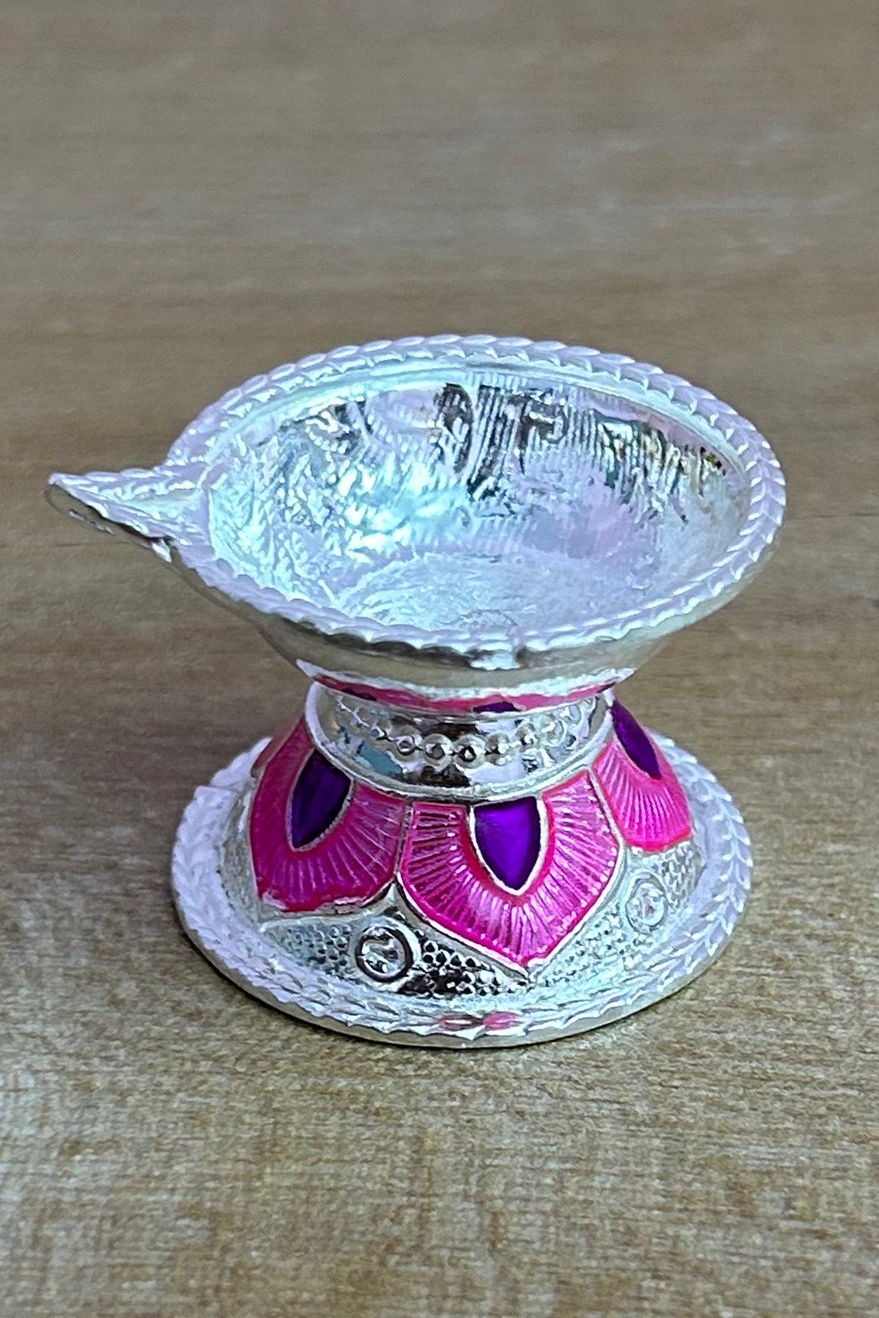925 Sterling Silver Designer Diya (Design 80) - Elegant Indian Tea Light Holder for Diwali, Weddings & Home Decor