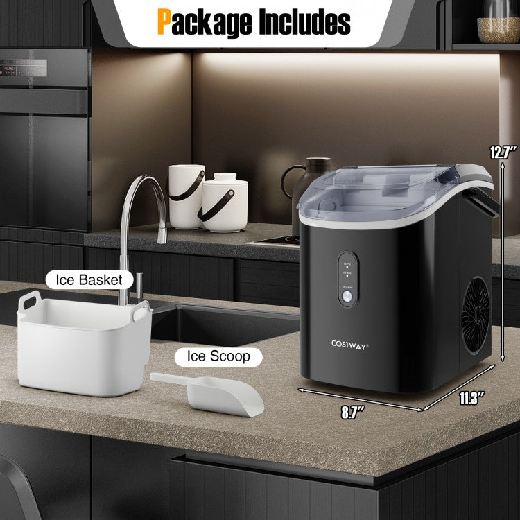 Nugget Countertop Ice Maker with Soft Chewable Pellet Ice - Black | Portable Ice Machine for Home, Office, Bar & Party Use