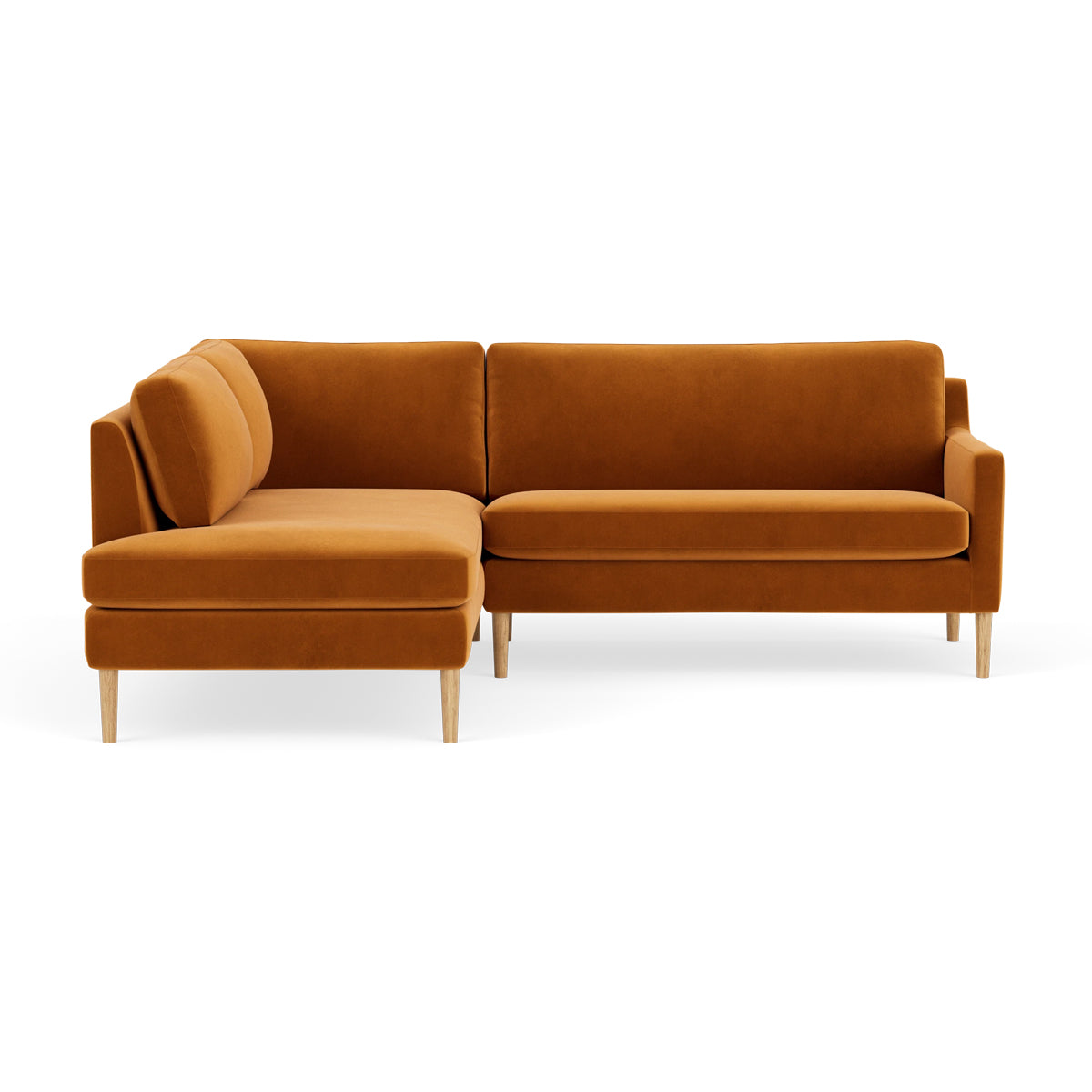 Astha Velvet Left Corner Sofa - Modern L-Shaped Sectional Couch for Small Spaces, Living Room & Apartment Decor - Soft Velvet Fabric, Comfortable Seating for Family & Guests