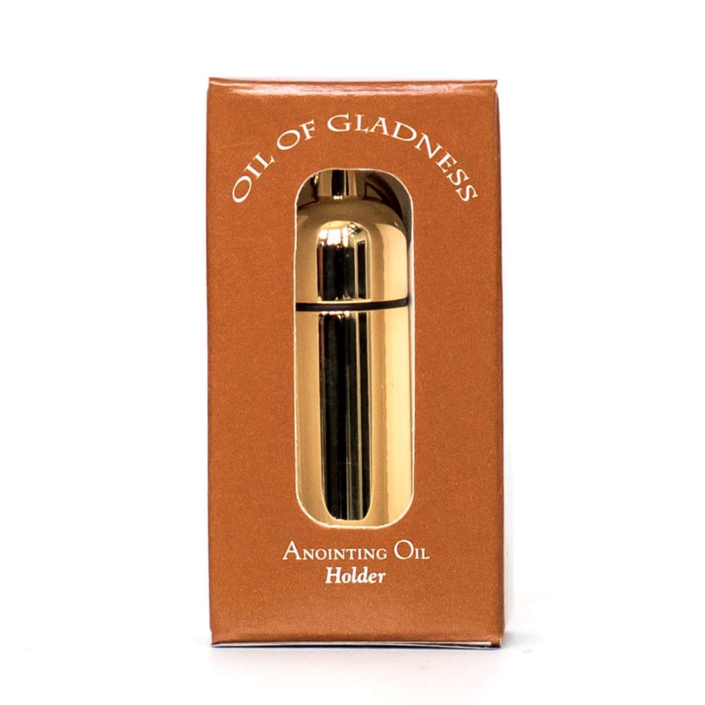Oil of Gladness Anointing Oil Gift Set with Gold-Tone Bottle Holder - Perfect for Prayer, Worship, Spiritual Healing & Christian Religious Ceremonies