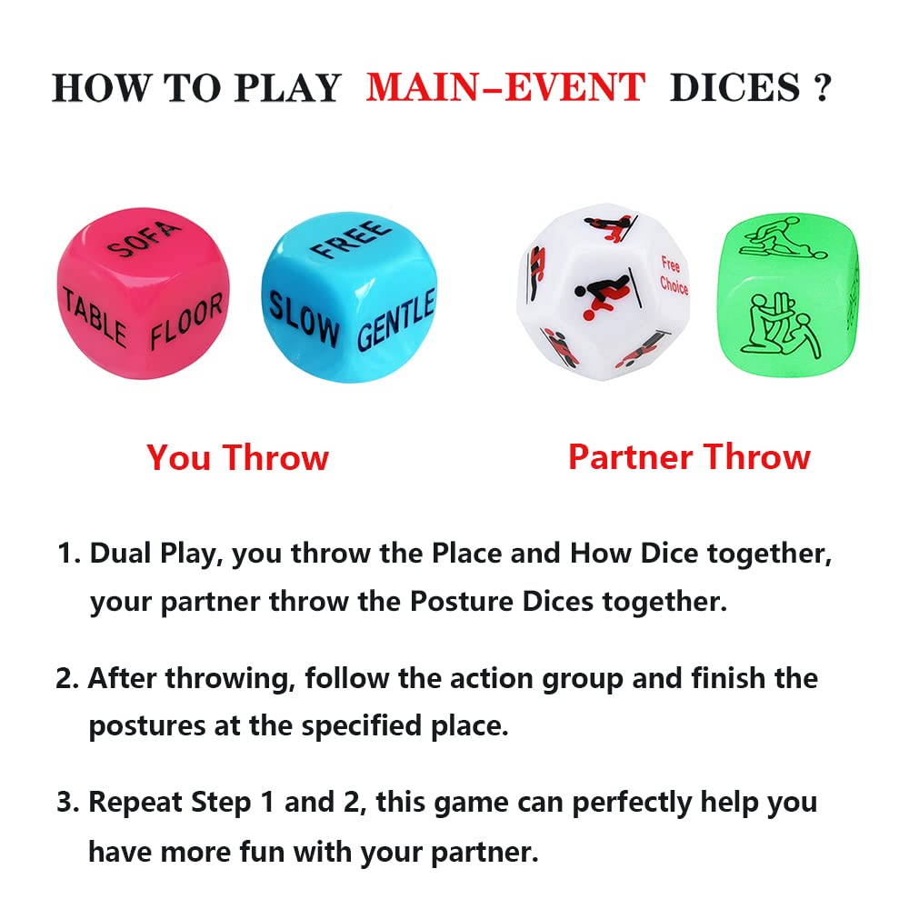 Romantic Role Playing Dice Set for Couples - Fun Valentine's Day, Bachelorette Party, Honeymoon & Anniversary Games - Perfect for Date Nights & Bridal Showers