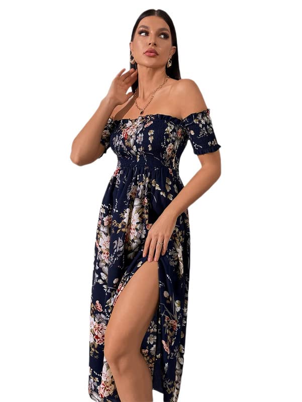2022 Summer Wrap Breast Women's Boho Floral Dress - Lightweight Flowy Maxi Dress for Beach, Vacation & Boho Chic Style