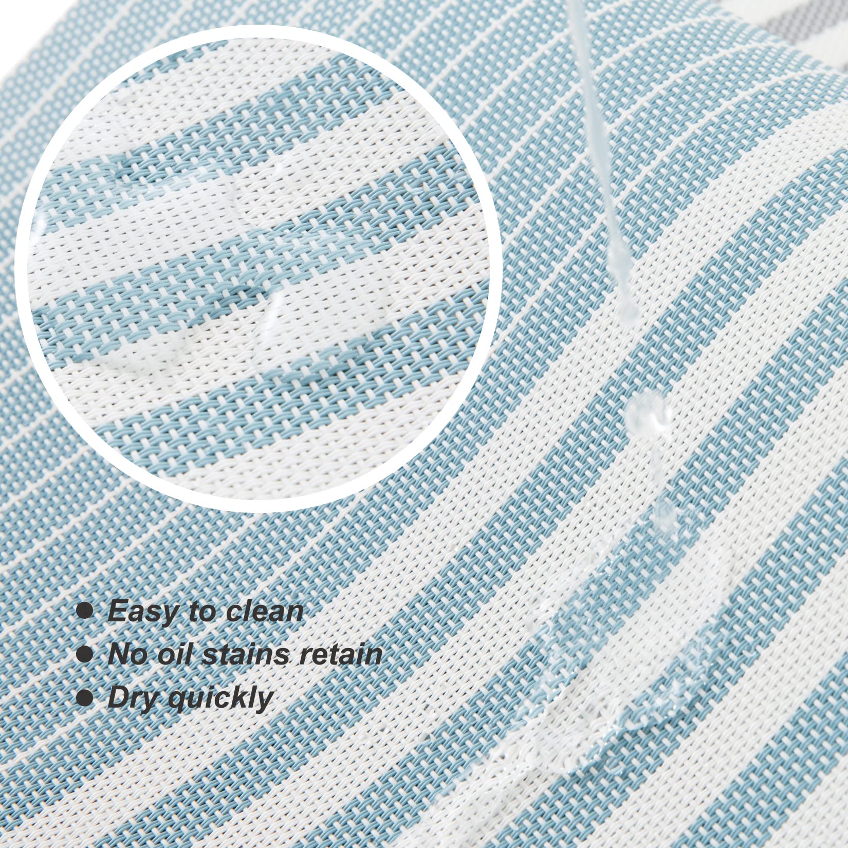 8-Pack Non-Slip Heat Resistant Waterproof PVC Placemats - Washable Durable Table Mats with Stripe Blue Design for Dining Table, Kitchen, and Party Decor